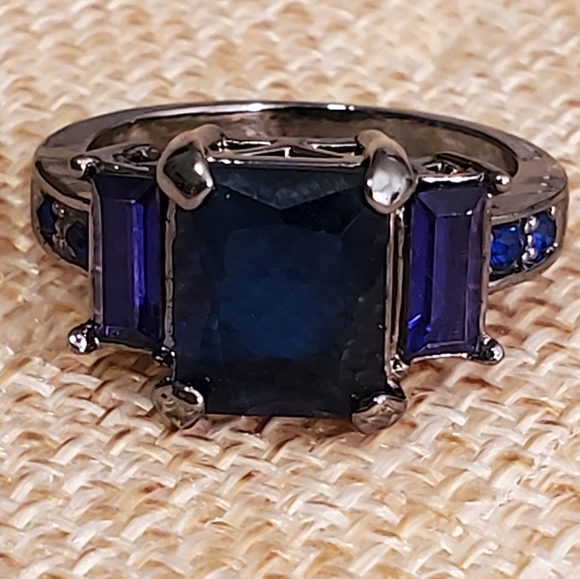 Black Gold Filled Sapphire Ring - Picture 6 of 8